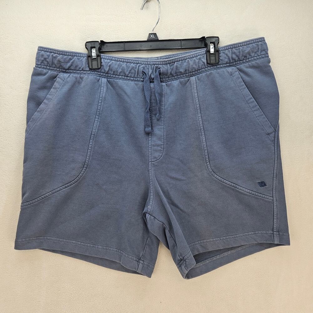 VRST MEN'S XXL VINTAGE DISTRESSED TERRY CLOTH SHORTS WASHED BLUE